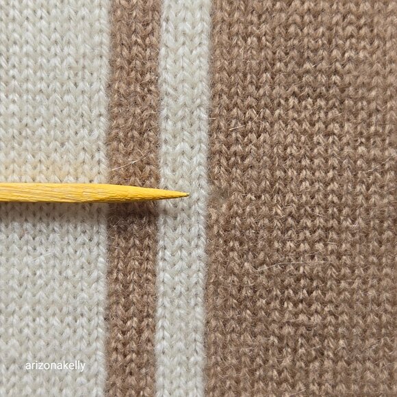 Knit Cashmere Neutral Stripe REPAIRED HOLE - Picture 9 of 10